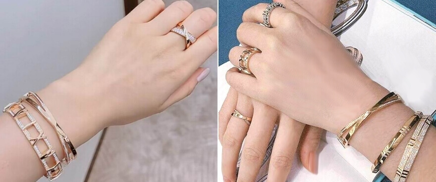 極上❣️デザインに拘る☆プレミアム✨長方形✨ブレスレット✨褒美✨理容・美容・小売 ミニマル] ブレスレット ジルコニア（059419-059420） ｜ women